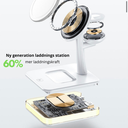 4-in-1 magnetic wireless charging station with 30W PD adapter included