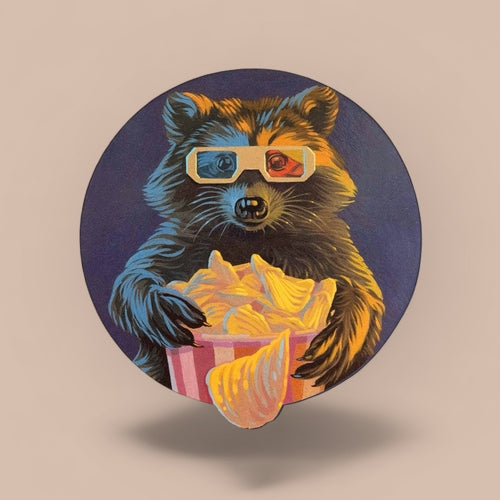 RETRO Art Print, Raccoon, 21 x 20 cm