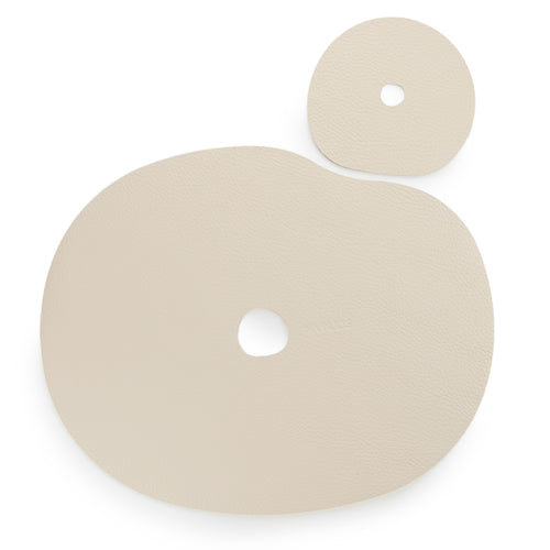 Natural leather placemat and coaster
