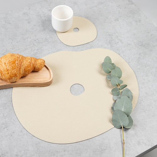 Natural leather placemat and coaster